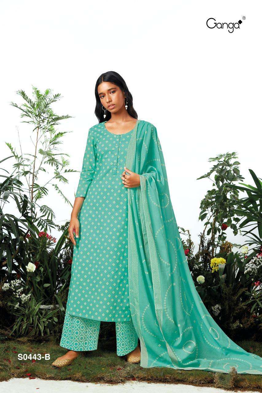 MELODY-443 BY GANGA FASHION 443-A TO 443-D SERIES BEAUTIFUL SUITS COLORFUL STYLISH FANCY CASUAL WEAR & ETHNIC WEAR SUPER COTTON PRINT DRESSES AT WHOLESALE PRICE