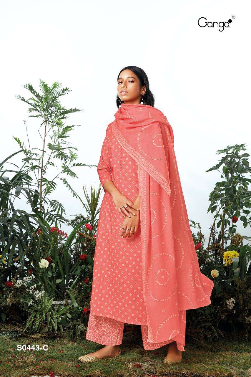 MELODY-443 BY GANGA FASHION 443-A TO 443-D SERIES BEAUTIFUL SUITS COLORFUL STYLISH FANCY CASUAL WEAR & ETHNIC WEAR SUPER COTTON PRINT DRESSES AT WHOLESALE PRICE