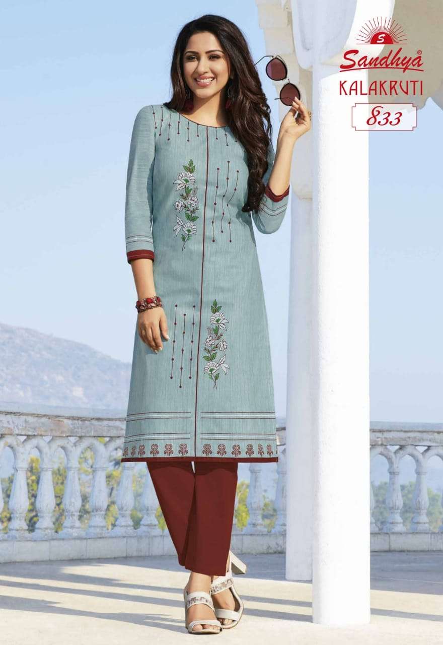 KALAKRUTI VOL-23 BY SANDHYA 821 TO 840 SERIES DESIGNER STYLISH FANCY COLORFUL BEAUTIFUL PARTY WEAR & ETHNIC WEAR COLLECTION PURE COTTON KURTIS AT WHOLESALE PRICE