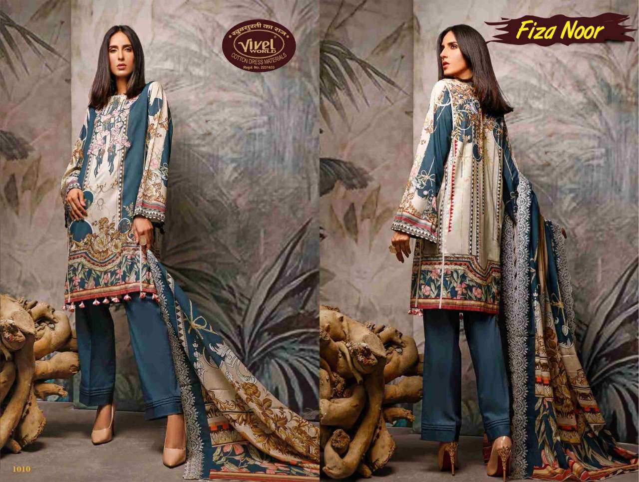 FIZA NOOR BY VIVEL WORLD 1001 TO 1010 SERIES BEAUTIFUL SUITS COLORFUL STYLISH FANCY CASUAL WEAR & ETHNIC WEAR COTTON PRINT DRESSES AT WHOLESALE PRICE