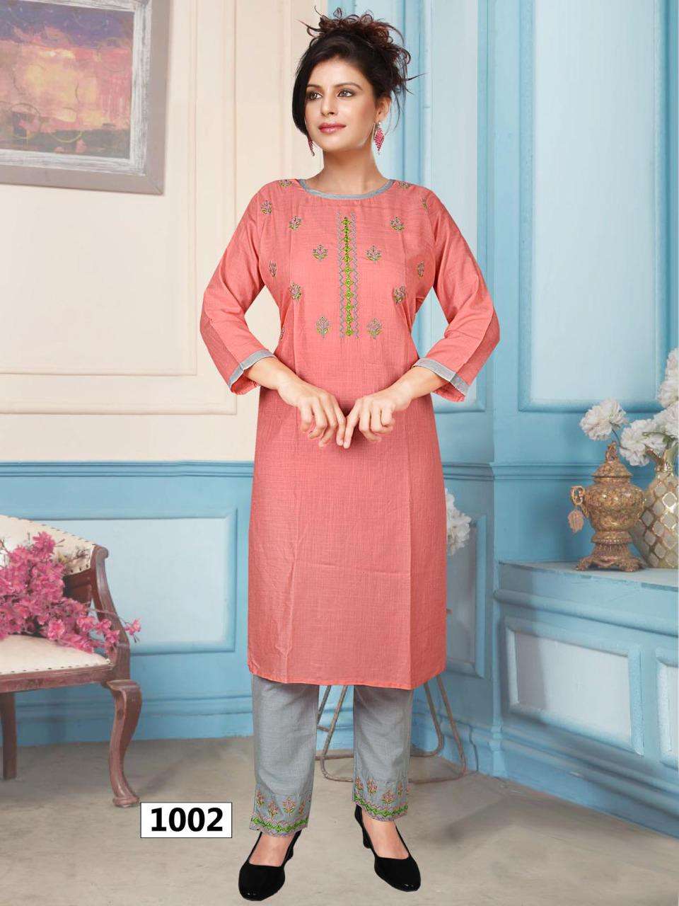 MUSKAN BY AYESHA 1001 TO 1006 SERIES DESIGNER STYLISH FANCY COLORFUL BEAUTIFUL PARTY WEAR & ETHNIC WEAR COLLECTION RAYON SLUB EMBROIDERY KURTIS WITH BOTTOM AT WHOLESALE PRICE