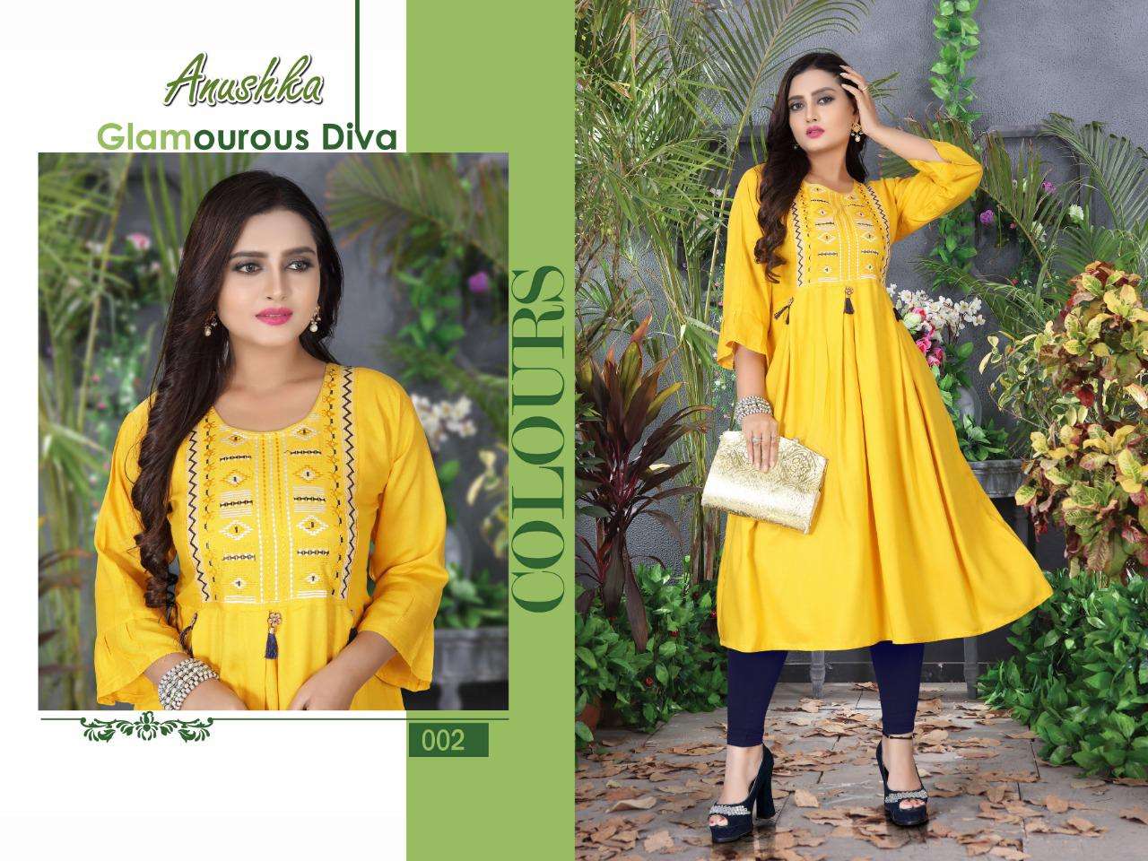 ANUSHKA VOL-3 BY AAGYA 001 TO 008 SERIES DESIGNER STYLISH FANCY COLORFUL BEAUTIFUL PARTY WEAR & ETHNIC WEAR COLLECTION RAYON EMBROIDERY KURTIS AT WHOLESALE PRICE