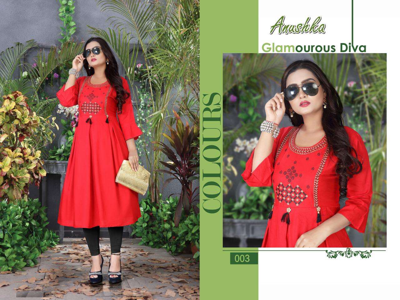 ANUSHKA VOL-3 BY AAGYA 001 TO 008 SERIES DESIGNER STYLISH FANCY COLORFUL BEAUTIFUL PARTY WEAR & ETHNIC WEAR COLLECTION RAYON EMBROIDERY KURTIS AT WHOLESALE PRICE