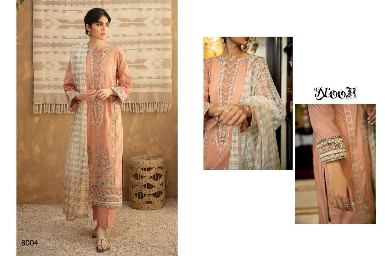 QALAMKAR BY NOOR 8001 TO 8005 BEAUTIFUL COLORFUL STYLISH FANCY CASUAL WEAR & ETHNIC WEAR & READY TO WEAR PURE COTTON WITH EMBROIDERY DRESSES AT WHOLESALE PRICE