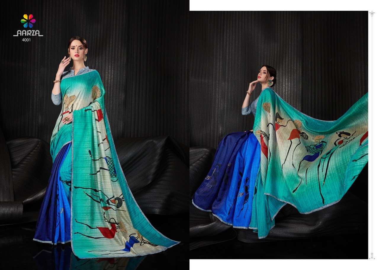 PORTRAIT AGAIN BY AAZRA 4001 TO 4010 SERIES INDIAN TRADITIONAL WEAR COLLECTION BEAUTIFUL STYLISH FANCY COLORFUL PARTY WEAR & OCCASIONAL WEAR LINEN SILK SAREES AT WHOLESALE PRICE