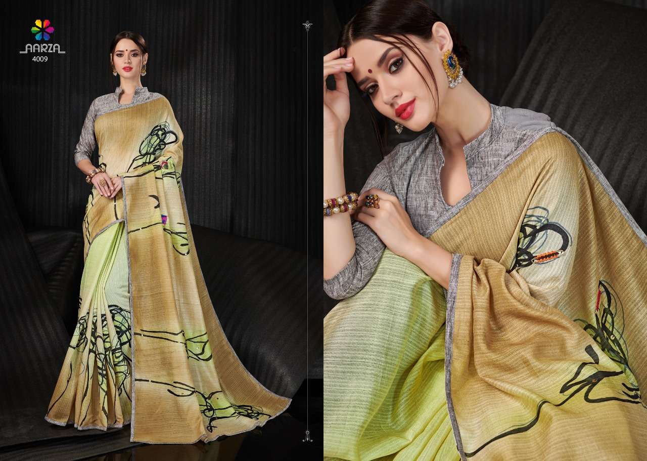 PORTRAIT AGAIN BY AAZRA 4001 TO 4010 SERIES INDIAN TRADITIONAL WEAR COLLECTION BEAUTIFUL STYLISH FANCY COLORFUL PARTY WEAR & OCCASIONAL WEAR LINEN SILK SAREES AT WHOLESALE PRICE