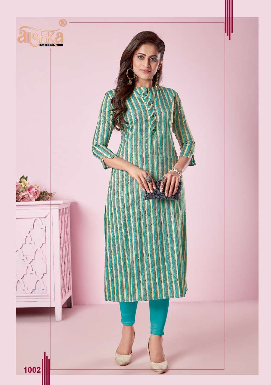 GRACE BY ALISHKA FASHION 1001 TO 1004 SERIES DESIGNER STYLISH FANCY COLORFUL BEAUTIFUL PARTY WEAR & ETHNIC WEAR COLLECTION RAYON FOIL PRINT KURTIS AT WHOLESALE PRICE