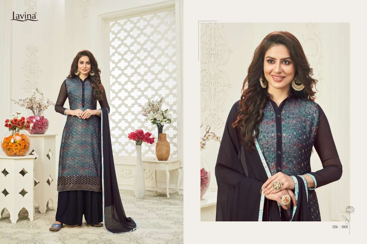 LAVINA VOL-126 BY LAVINA 126-001 TO 126-006 SERIES BEAUTIFUL PAKISTANI SUITS COLORFUL STYLISH FANCY CASUAL WEAR & ETHNIC WEAR GEORGETTE EMBROIDERED DRESSES AT WHOLESALE PRICE