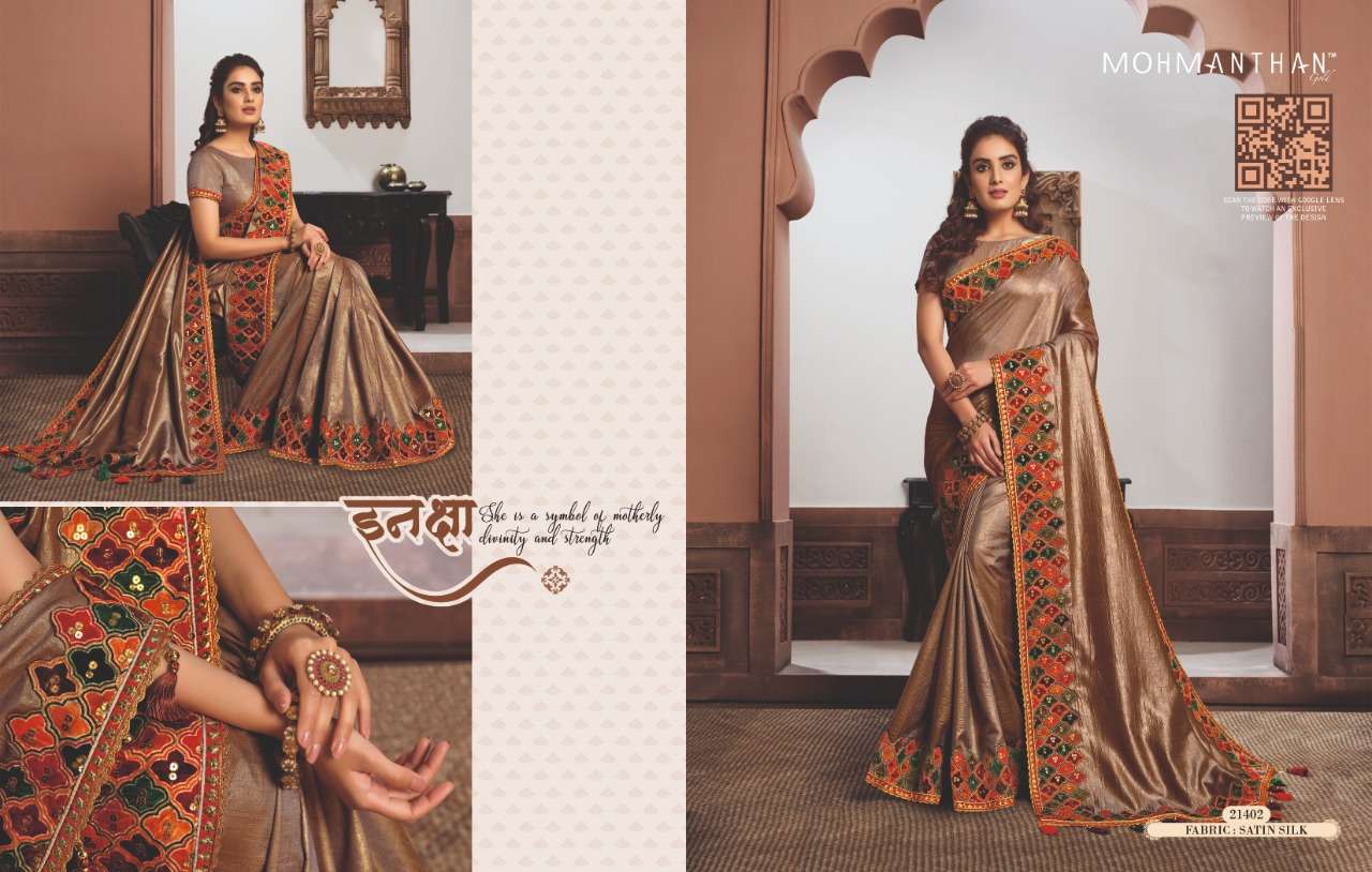 SHARVARI BY MOHMANTHAN 21402 TO 21415 SERIES INDIAN TRADITIONAL WEAR COLLECTION BEAUTIFUL STYLISH FANCY COLORFUL PARTY WEAR & OCCASIONAL WEAR FANCY SAREES AT WHOLESALE PRICE