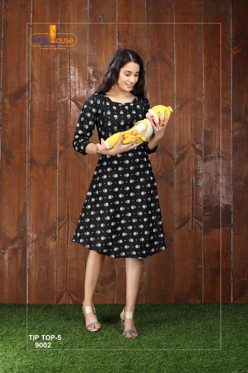 TIP TOP VOL-5 BY TUNIC HOUSE 9001 TO 9010 SERIES DESIGNER STYLISH FANCY COLORFUL BEAUTIFUL PARTY WEAR & ETHNIC WEAR COLLECTION VISCOSE RAYON PRINTED KURTIS AT WHOLESALE PRICE