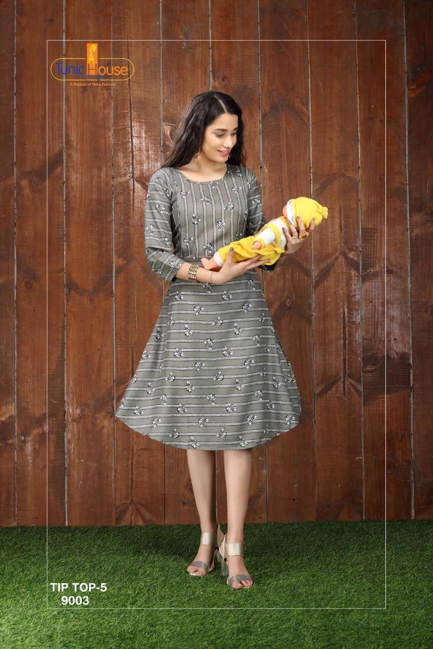 TIP TOP VOL-5 BY TUNIC HOUSE 9001 TO 9010 SERIES DESIGNER STYLISH FANCY COLORFUL BEAUTIFUL PARTY WEAR & ETHNIC WEAR COLLECTION VISCOSE RAYON PRINTED KURTIS AT WHOLESALE PRICE