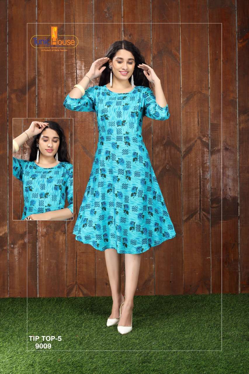 TIP TOP VOL-5 BY TUNIC HOUSE 9001 TO 9010 SERIES DESIGNER STYLISH FANCY COLORFUL BEAUTIFUL PARTY WEAR & ETHNIC WEAR COLLECTION VISCOSE RAYON PRINTED KURTIS AT WHOLESALE PRICE