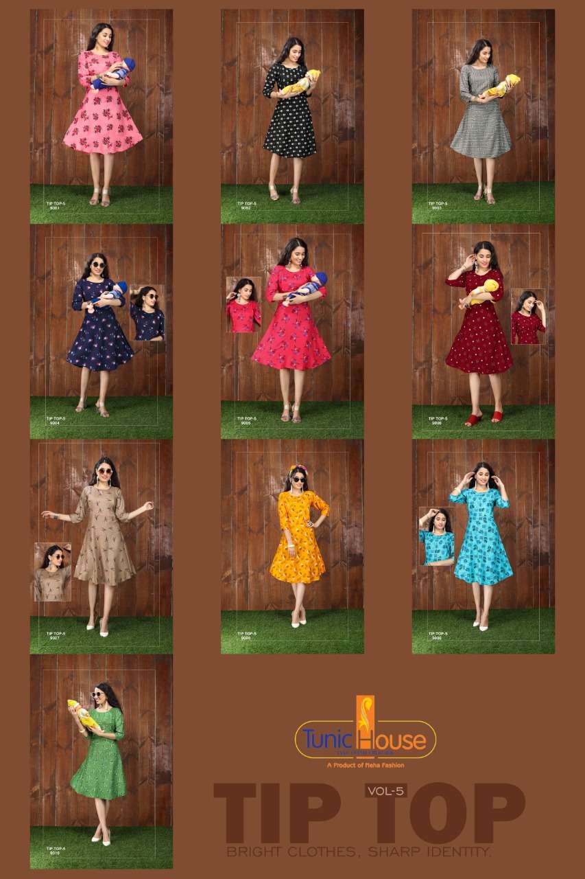 TIP TOP VOL-5 BY TUNIC HOUSE 9001 TO 9010 SERIES DESIGNER STYLISH FANCY COLORFUL BEAUTIFUL PARTY WEAR & ETHNIC WEAR COLLECTION VISCOSE RAYON PRINTED KURTIS AT WHOLESALE PRICE
