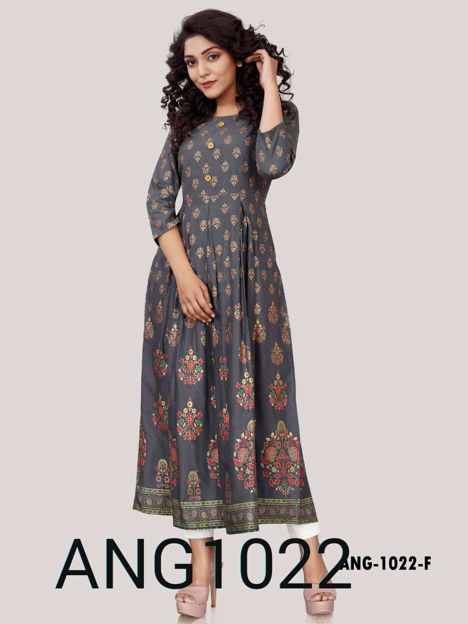 ANG-1022 BY 12 ANGEL 1022-A TO 1022-H SERIES DESIGNER STYLISH FANCY COLORFUL BEAUTIFUL PARTY WEAR & ETHNIC WEAR COLLECTION HEAVY RAYON KURTIS AT WHOLESALE PRICE