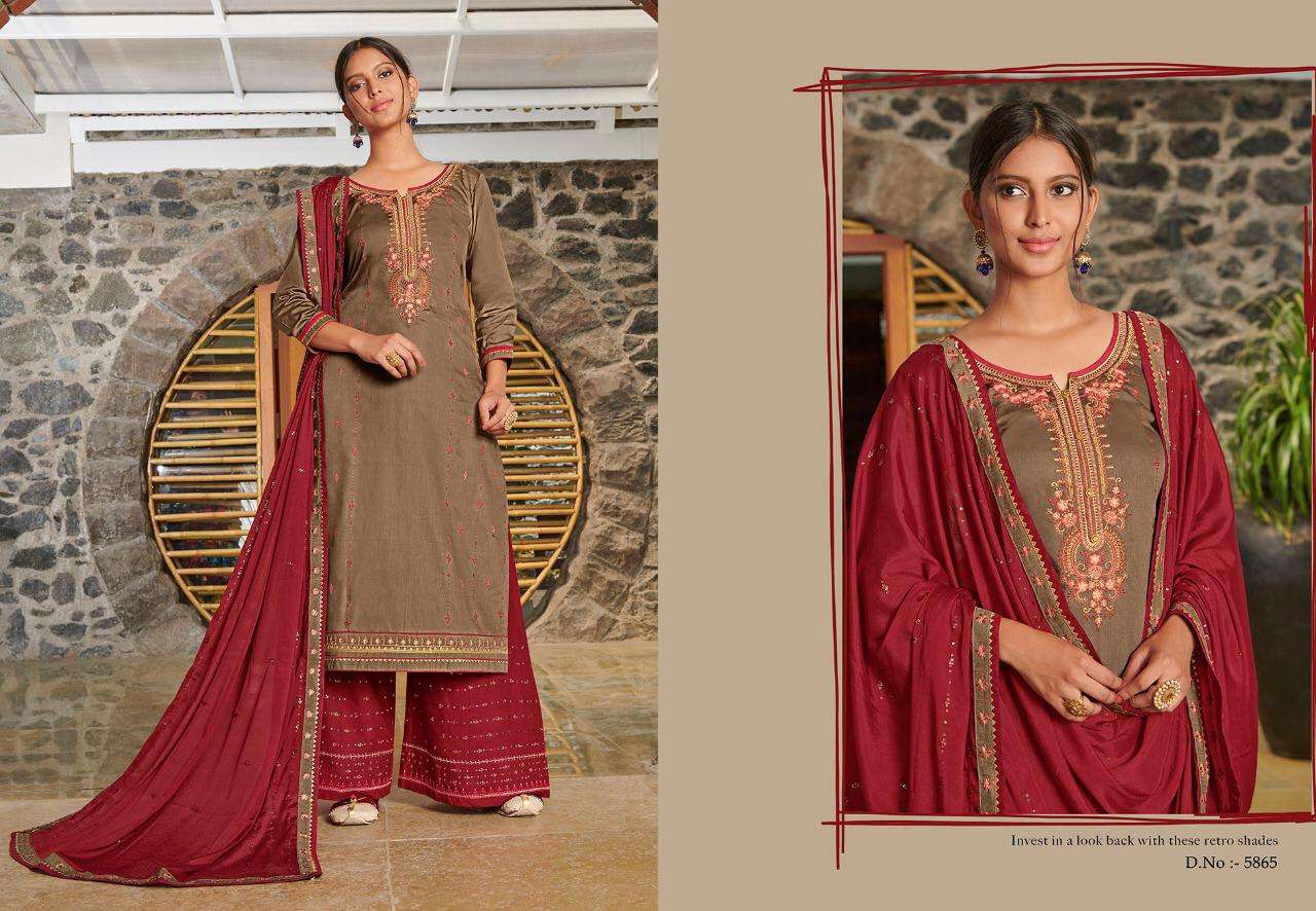 SAFARI VOL-5 BY KESSI FABRICS 5861 TO 5868 SERIES DESIGNER FESTIVE SUITS COLLECTION BEAUTIFUL STYLISH FANCY COLORFUL PARTY WEAR & OCCASIONAL WEAR JAM SILK EMBROIDERED DRESSES AT WHOLESALE PRICE