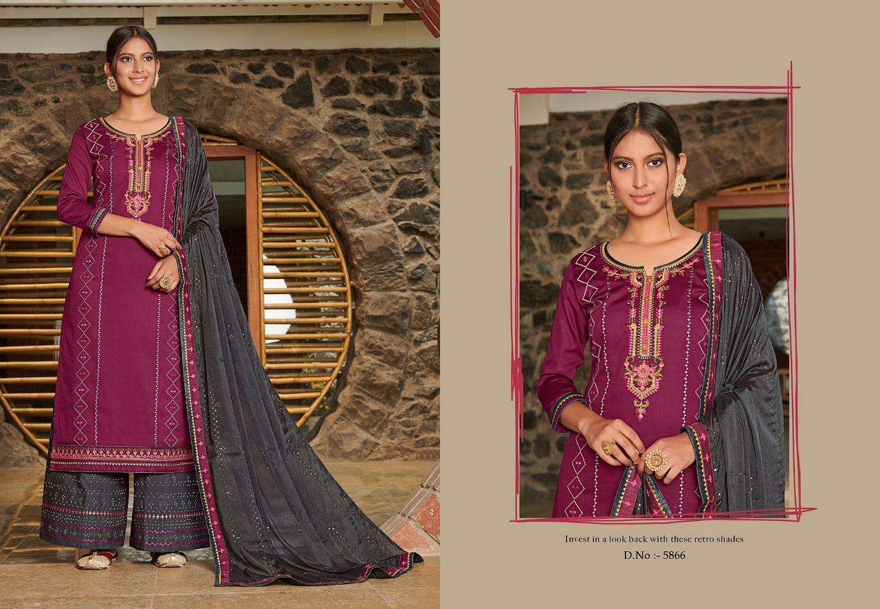 SAFARI VOL-5 BY KESSI FABRICS 5861 TO 5868 SERIES DESIGNER FESTIVE SUITS COLLECTION BEAUTIFUL STYLISH FANCY COLORFUL PARTY WEAR & OCCASIONAL WEAR JAM SILK EMBROIDERED DRESSES AT WHOLESALE PRICE