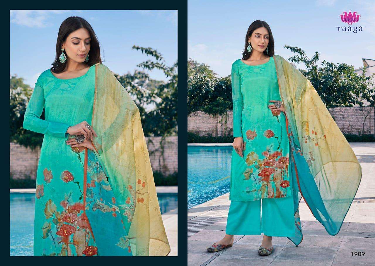 SWAGAT BY RAAGA 1901 TO 1910 SERIES BEAUTIFUL SUITS COLORFUL STYLISH FANCY CASUAL WEAR & ETHNIC WEAR PURE COTTON SILK DIGITAL PRINT WITH WORK DRESSES AT WHOLESALE PRICE