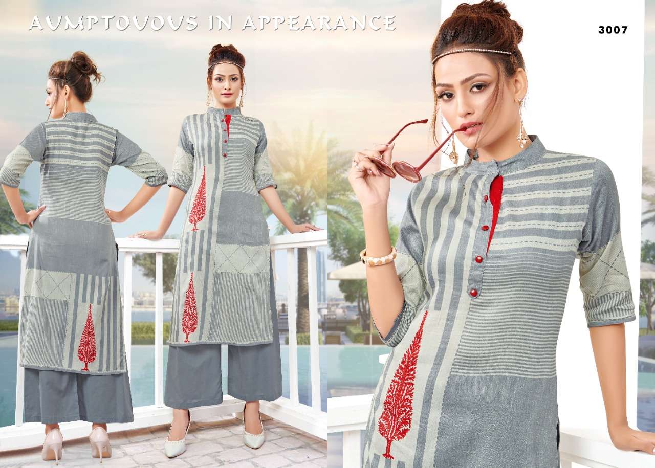 SOUL VOL-3 BY VASTRA MODA 3001 TO 3008 SERIES DESIGNER STYLISH FANCY COLORFUL BEAUTIFUL PARTY WEAR & ETHNIC WEAR COLLECTION PREMIUM COTTON KURTIS WITH BOTTOM AT WHOLESALE PRICE