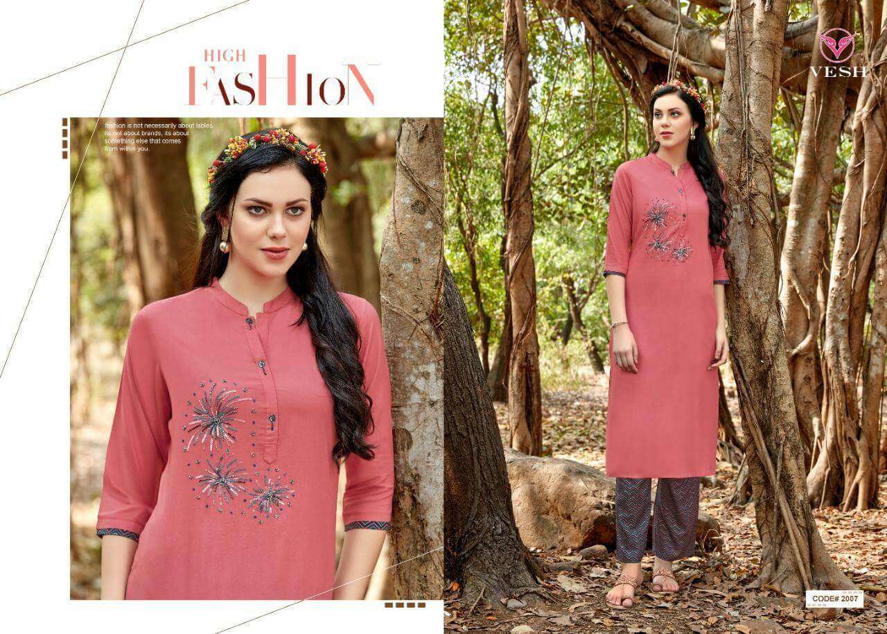 HEENA BY VESH 2001 TO 2008 SERIES DESIGNER STYLISH FANCY COLORFUL BEAUTIFUL PARTY WEAR & ETHNIC WEAR COLLECTION RAYON KHATLI WORK KURTIS WITH BOTTOM AT WHOLESALE PRICE