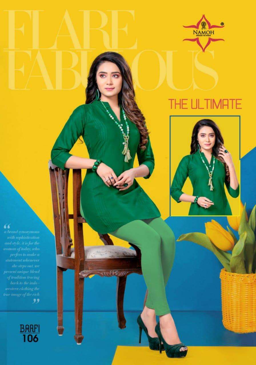 BARFI BY NAMOH 101 TO 112 SERIES DESIGNER STYLISH FANCY COLORFUL BEAUTIFUL PARTY WEAR & ETHNIC WEAR COLLECTION CAMBRIC COTTON KURTIS AT WHOLESALE PRICE