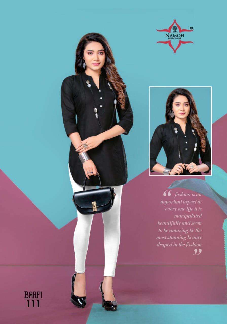 BARFI BY NAMOH 101 TO 112 SERIES DESIGNER STYLISH FANCY COLORFUL BEAUTIFUL PARTY WEAR & ETHNIC WEAR COLLECTION CAMBRIC COTTON KURTIS AT WHOLESALE PRICE