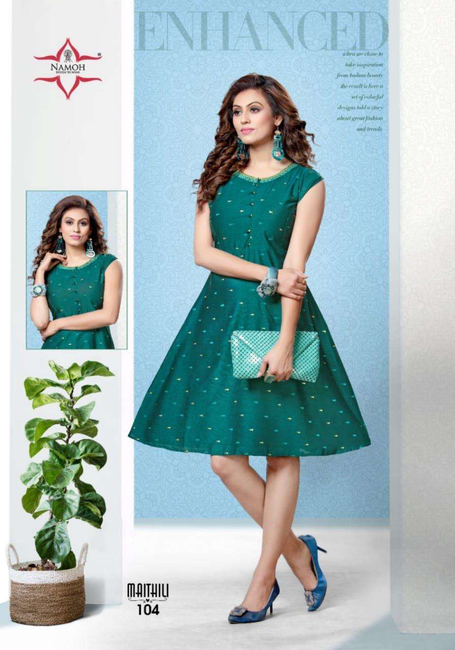MAITHILI BY NAMOH 101 TO 108 SERIES DESIGNER STYLISH FANCY COLORFUL BEAUTIFUL PARTY WEAR & ETHNIC WEAR COLLECTION HEAVY RAYON PRINT KURTIS AT WHOLESALE PRICE