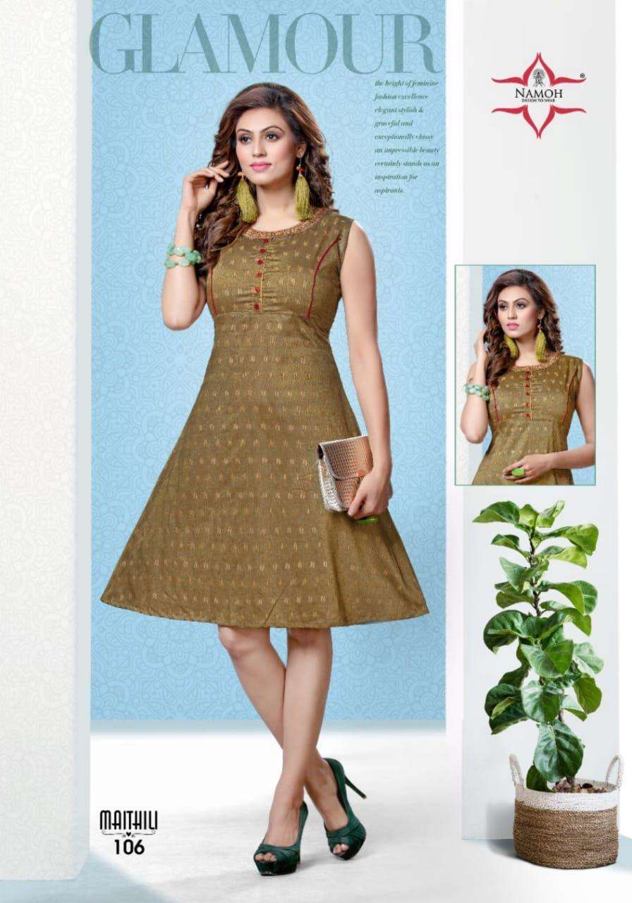 MAITHILI BY NAMOH 101 TO 108 SERIES DESIGNER STYLISH FANCY COLORFUL BEAUTIFUL PARTY WEAR & ETHNIC WEAR COLLECTION HEAVY RAYON PRINT KURTIS AT WHOLESALE PRICE