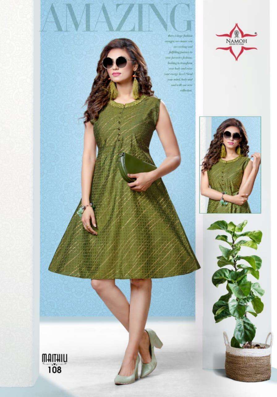 MAITHILI BY NAMOH 101 TO 108 SERIES DESIGNER STYLISH FANCY COLORFUL BEAUTIFUL PARTY WEAR & ETHNIC WEAR COLLECTION HEAVY RAYON PRINT KURTIS AT WHOLESALE PRICE