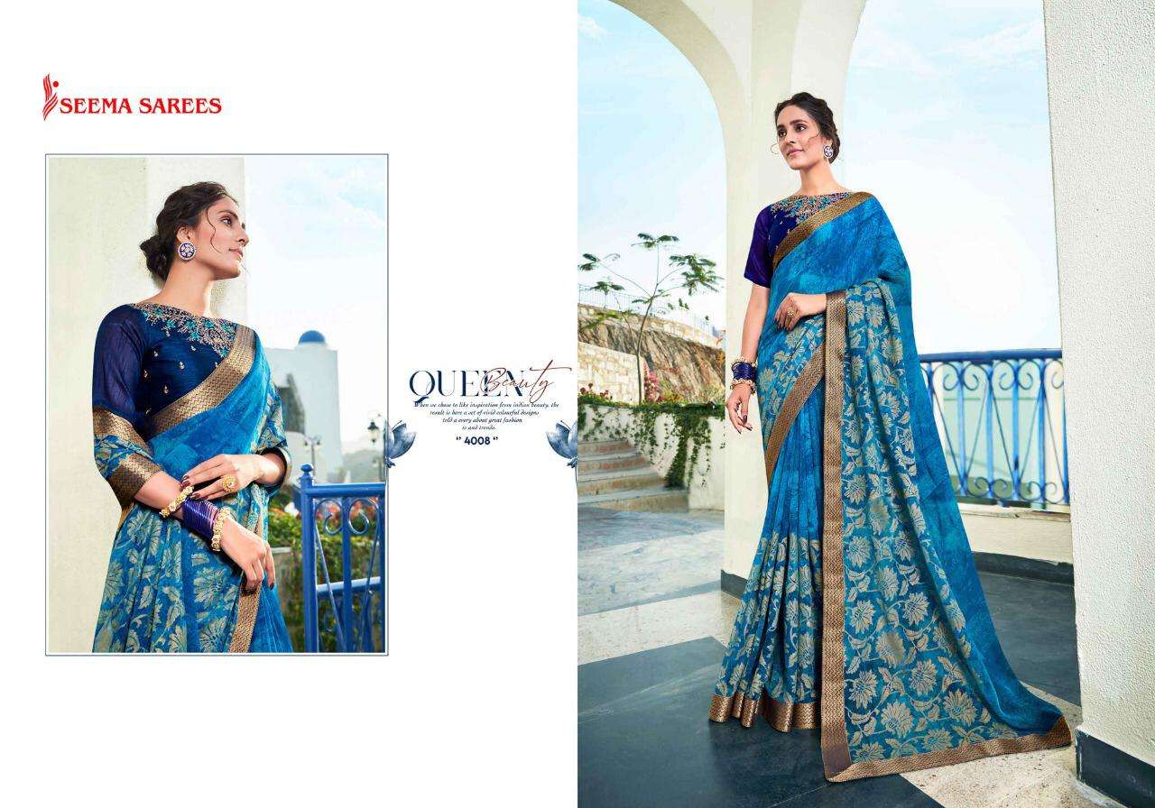 MANGLAM VOL-2 BY SEEMA SAREES 4001 TO 4010 SERIES INDIAN TRADITIONAL WEAR COLLECTION BEAUTIFUL STYLISH FANCY COLORFUL PARTY WEAR & OCCASIONAL WEAR HEAVY GEORGETTE SAREES AT WHOLESALE PRICE