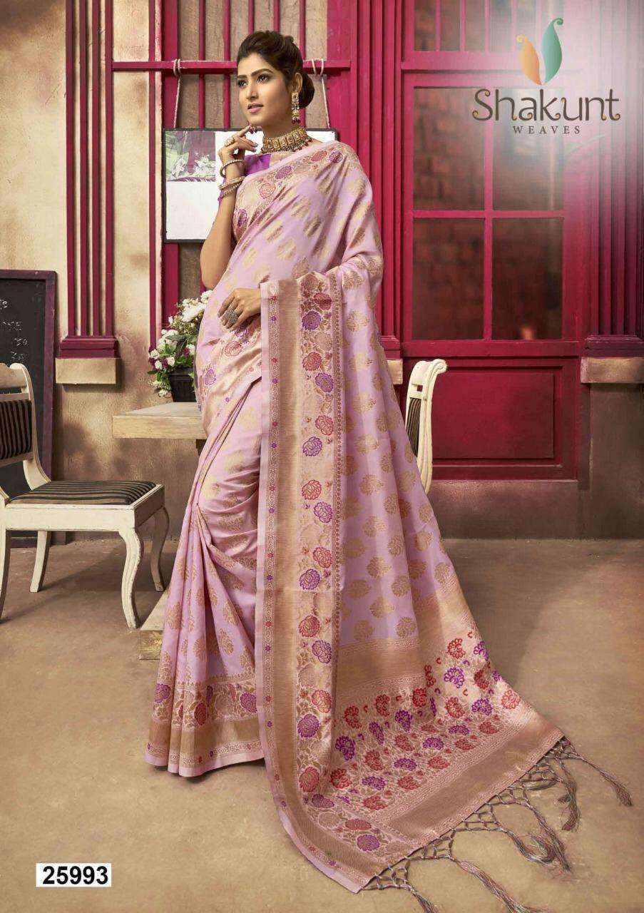AHANITA BY SHAKUNT 25991 TO 25996 SERIES INDIAN TRADITIONAL WEAR COLLECTION BEAUTIFUL STYLISH FANCY COLORFUL PARTY WEAR & OCCASIONAL WEAR SILK SAREES AT WHOLESALE PRICE
