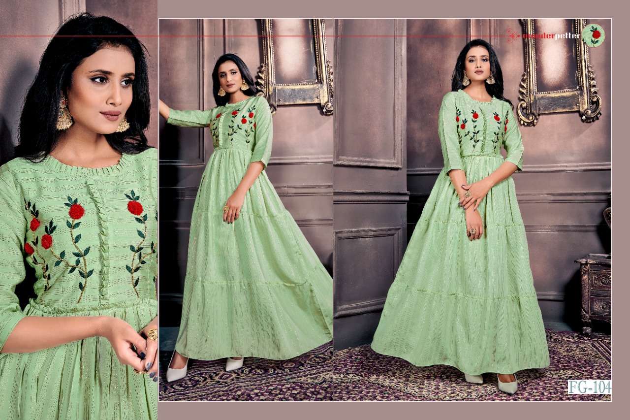 ANOKHI BY FASHION GALLERIA 101 TO 105 SERIES DESIGNER STYLISH FANCY COLORFUL BEAUTIFUL PARTY WEAR & ETHNIC WEAR COLLECTION CHANDERI EMBROIDERED GOWNS AT WHOLESALE PRICE