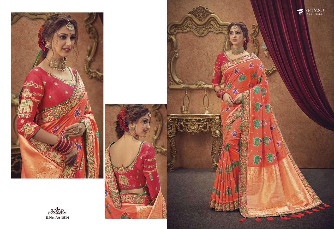RAJGHARANA BY PRIYAJ FASHION 1503 TO 1514 SERIES INDIAN TRADITIONAL WEAR COLLECTION BEAUTIFUL STYLISH FANCY COLORFUL PARTY WEAR & OCCASIONAL WEAR SILK SAREES AT WHOLESALE PRICE