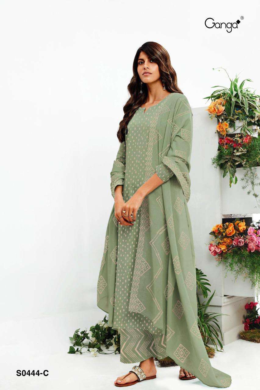MELODY-444 BY GANGA FASHION 444-A TO 444-D SERIES BEAUTIFUL SUITS COLORFUL STYLISH FANCY CASUAL WEAR & ETHNIC WEAR SUPER COTTON PRINT DRESSES AT WHOLESALE PRICE