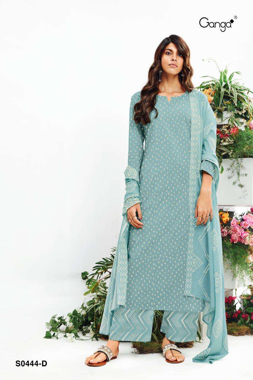 MELODY-444 BY GANGA FASHION 444-A TO 444-D SERIES BEAUTIFUL SUITS COLORFUL STYLISH FANCY CASUAL WEAR & ETHNIC WEAR SUPER COTTON PRINT DRESSES AT WHOLESALE PRICE