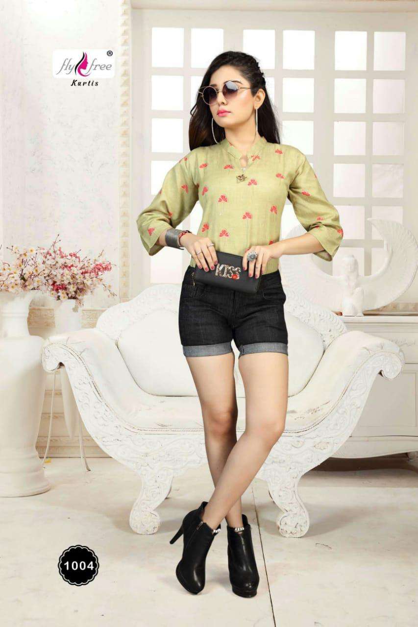 PANTALOON BY FLY FREE 1001 TO 1006 SERIES DESIGNER STYLISH FANCY COLORFUL BEAUTIFUL PARTY WEAR & ETHNIC WEAR COLLECTION HEAVY MUSLIN PRINT TOPS AT WHOLESALE PRICE