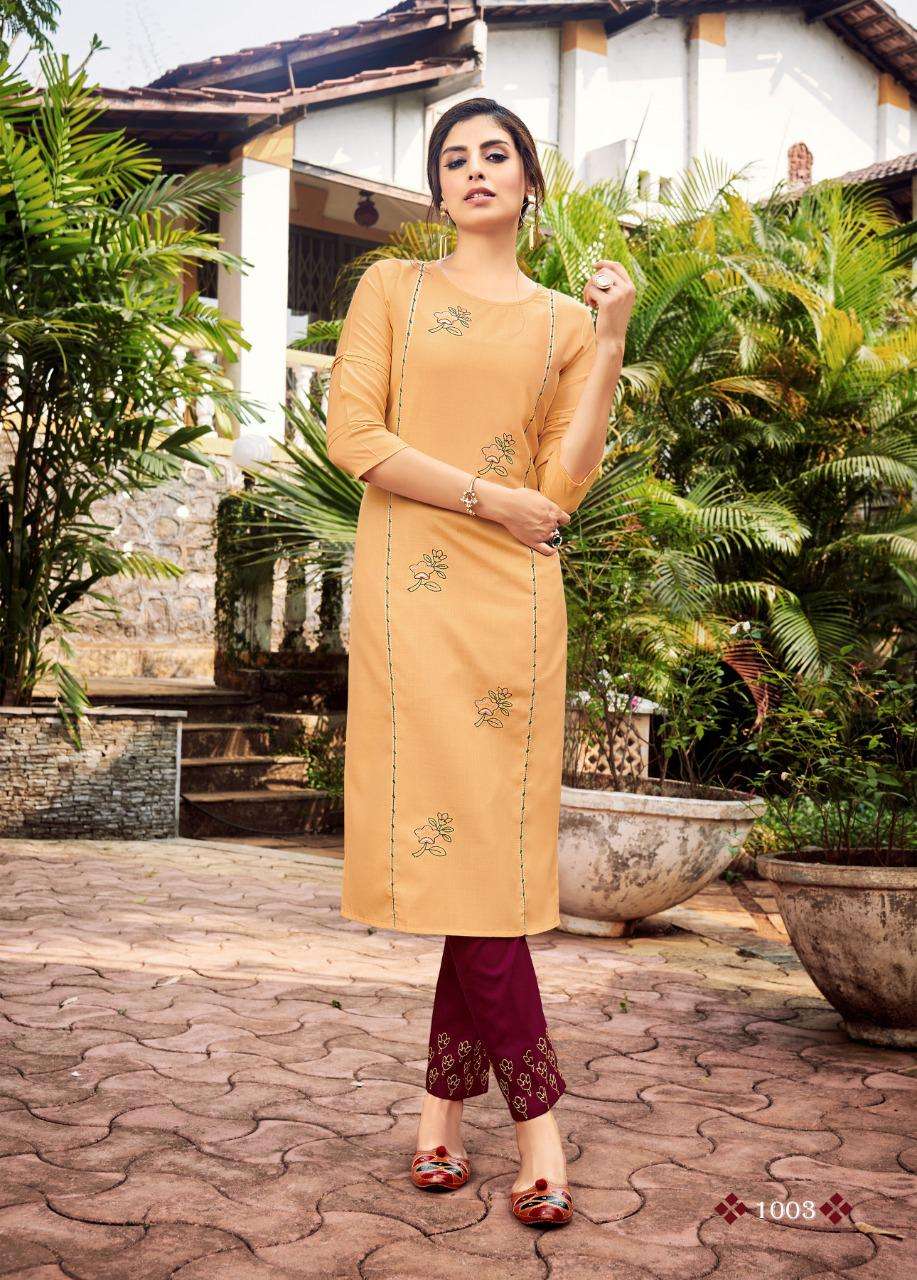 KASTURI BY LILI 1001 TO 1008 SERIES DESIGNER STYLISH FANCY COLORFUL BEAUTIFUL PARTY WEAR & ETHNIC WEAR COLLECTION MAGIC SLUB EMBROIDERED KURTIS WITH BOTTOM AT WHOLESALE PRICE