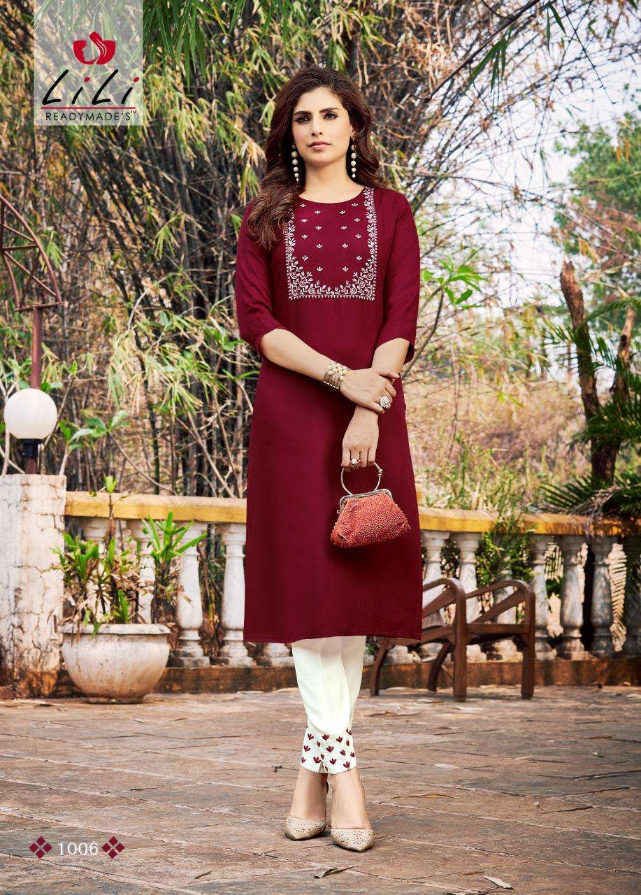 KASTURI BY LILI 1001 TO 1008 SERIES DESIGNER STYLISH FANCY COLORFUL BEAUTIFUL PARTY WEAR & ETHNIC WEAR COLLECTION MAGIC SLUB EMBROIDERED KURTIS WITH BOTTOM AT WHOLESALE PRICE