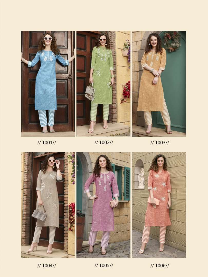 THREAD BY SYASII 1001 TO 1006 SERIES DESIGNER STYLISH FANCY COLORFUL BEAUTIFUL PARTY WEAR & ETHNIC WEAR COLLECTION PURE KHADI COTTON EMBROIDERY KURTIS WITH BOTTOM AT WHOLESALE PRICE