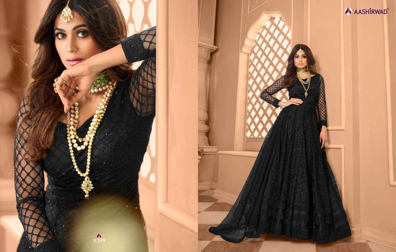 Sanjana By Aashirwad Creation 8396 To 8399 Series Designer Anarkali Suits Collection Beautiful Stylish Fancy Colorful Party Wear & Occasional Wear Butterfly Net Dresses At Wholesale Price