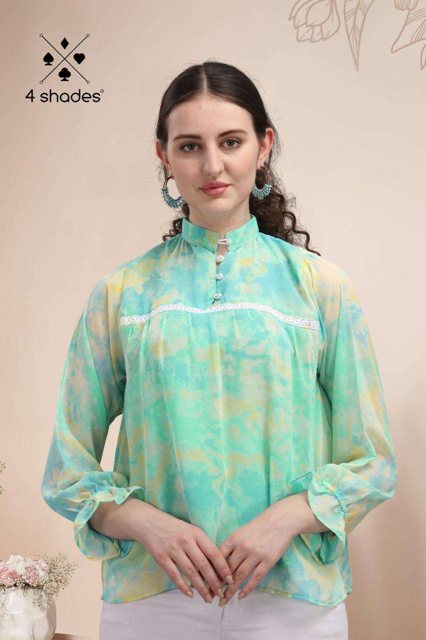 WESTERN VOL-5 BY 4 SHADES 101 TO 104 SERIES DESIGNER STYLISH FANCY COLORFUL BEAUTIFUL PARTY WEAR & ETHNIC WEAR COLLECTION GEORGETTE PRINT KURTIS AT WHOLESALE PRICE
