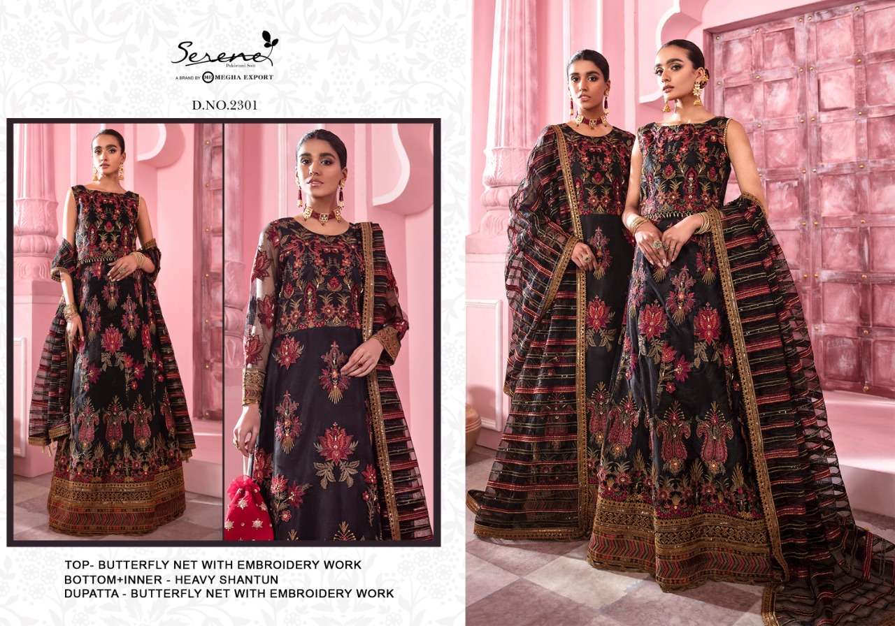 IZNIK BY SERENE 2301 TO 2305 SERIES DESIGNER PAKISTANI SUITS BEAUTIFUL STYLISH FANCY COLORFUL PARTY WEAR & OCCASIONAL WEAR FAUX GEORGETTE/BUTTERFLY NET EMBROIDERY DRESSES AT WHOLESALE PRICE