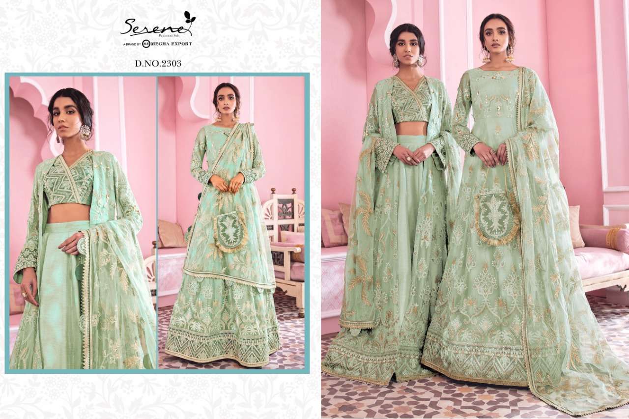 IZNIK BY SERENE 2301 TO 2305 SERIES DESIGNER PAKISTANI SUITS BEAUTIFUL STYLISH FANCY COLORFUL PARTY WEAR & OCCASIONAL WEAR FAUX GEORGETTE/BUTTERFLY NET EMBROIDERY DRESSES AT WHOLESALE PRICE