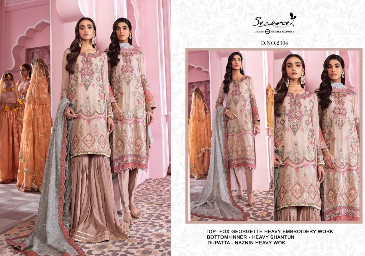 IZNIK BY SERENE 2301 TO 2305 SERIES DESIGNER PAKISTANI SUITS BEAUTIFUL STYLISH FANCY COLORFUL PARTY WEAR & OCCASIONAL WEAR FAUX GEORGETTE/BUTTERFLY NET EMBROIDERY DRESSES AT WHOLESALE PRICE