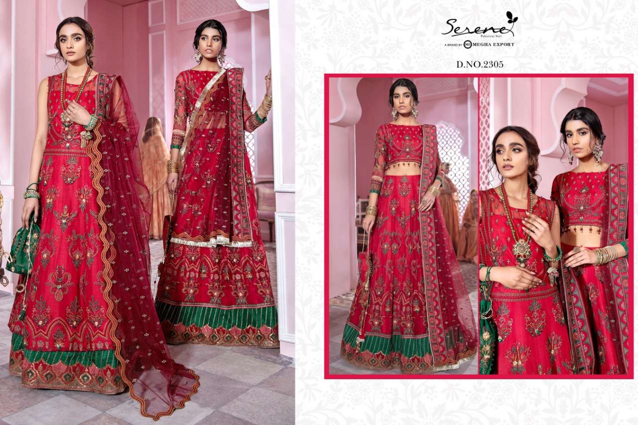 IZNIK BY SERENE 2301 TO 2305 SERIES DESIGNER PAKISTANI SUITS BEAUTIFUL STYLISH FANCY COLORFUL PARTY WEAR & OCCASIONAL WEAR FAUX GEORGETTE/BUTTERFLY NET EMBROIDERY DRESSES AT WHOLESALE PRICE