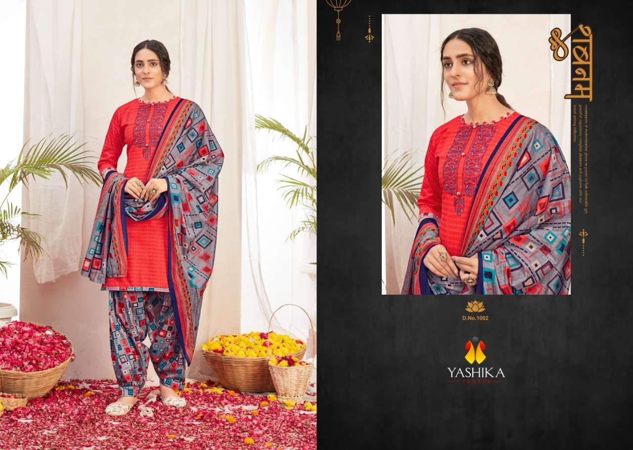 ZULFFI PATIYALA VOL-1 BY YASHIKA TRENDS 1001 TO 1010 SERIES BEAUTIFUL STYLISH SUITS FANCY COLORFUL CASUAL WEAR & ETHNIC WEAR & READY TO WEAR HEAVY CAMBRIC PRINTED DRESSES AT WHOLESALE PRICE
