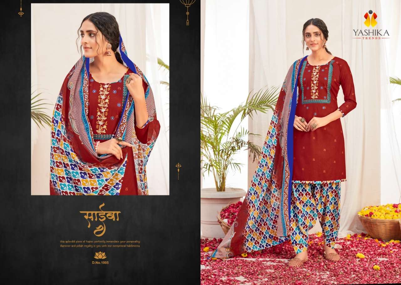 ZULFFI PATIYALA VOL-1 BY YASHIKA TRENDS 1001 TO 1010 SERIES BEAUTIFUL STYLISH SUITS FANCY COLORFUL CASUAL WEAR & ETHNIC WEAR & READY TO WEAR HEAVY CAMBRIC PRINTED DRESSES AT WHOLESALE PRICE