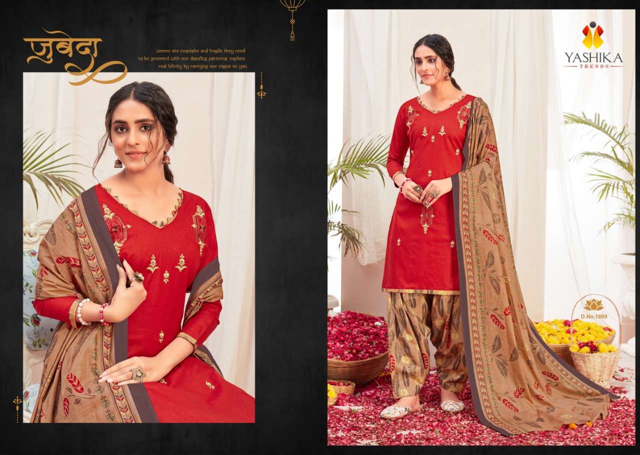 ZULFFI PATIYALA VOL-1 BY YASHIKA TRENDS 1001 TO 1010 SERIES BEAUTIFUL STYLISH SUITS FANCY COLORFUL CASUAL WEAR & ETHNIC WEAR & READY TO WEAR HEAVY CAMBRIC PRINTED DRESSES AT WHOLESALE PRICE