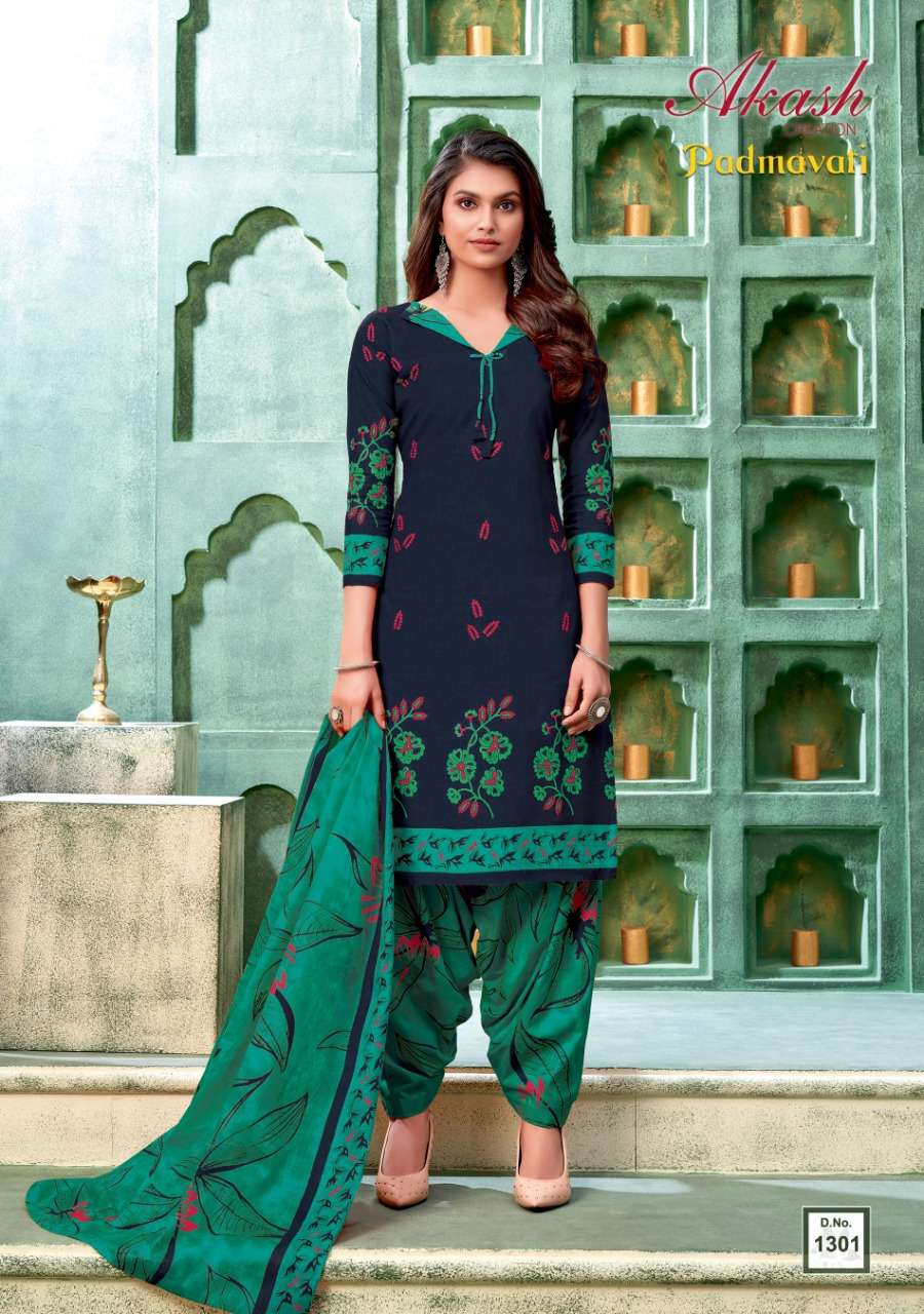 PADMAVATI VOL-13 BY AKASH CREATION 1301 TO 1310 SERIES BEAUTIFUL STYLISH SUITS FANCY COLORFUL CASUAL WEAR & ETHNIC WEAR & READY TO WEAR COTTON PRINTED DRESSES AT WHOLESALE PRICE