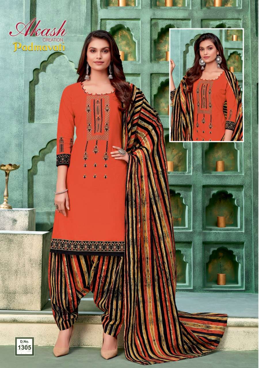PADMAVATI VOL-13 BY AKASH CREATION 1301 TO 1310 SERIES BEAUTIFUL STYLISH SUITS FANCY COLORFUL CASUAL WEAR & ETHNIC WEAR & READY TO WEAR COTTON PRINTED DRESSES AT WHOLESALE PRICE