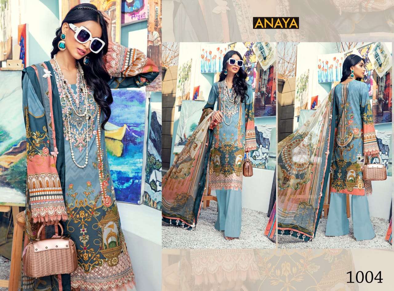 ANAYA BY AGHA NOOR 1001 TO 1010 SERIES DESIGNER SUITS BEAUTIFUL FANCY COLORFUL STYLISH PARTY WEAR & OCCASIONAL WEAR JAM SATIN COTTON DRESSES AT WHOLESALE PRICE